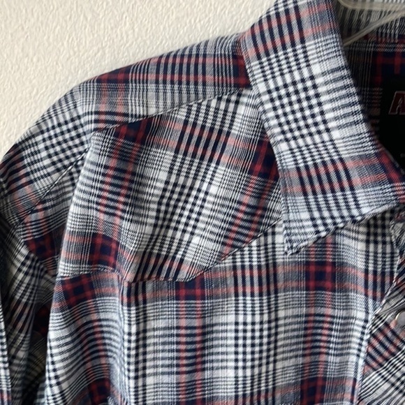 NEW AOS Rodeo shirt men's Large Tall plaid snap button western wear - Picture 5 of 12